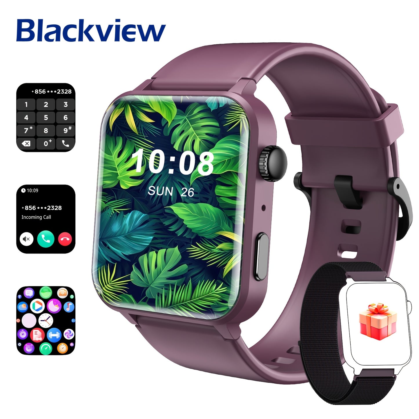Blackview Smartwatch, Compatible With Android And For IPhone, Fitness Tracker, Fitness Watch With Activity Monitoring 1.85-Inch Touchscreen Smartwatch, With Pedometer, Calorie Meter And Stopwatch, BT 5.3 Call, Multi-Sport Mod