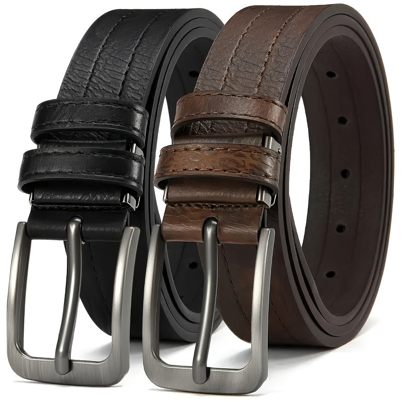 Lot de 2 Ceintures Homme Décontractées Vintage – Ceintures Solides et Respirantes, Conçues pour Hommes d’Affaires, Élégants et Passionnés de Mode, Cadeau Idéal pour Toute Occasion, Ceintures de Luxe avec Boucle Ajustable