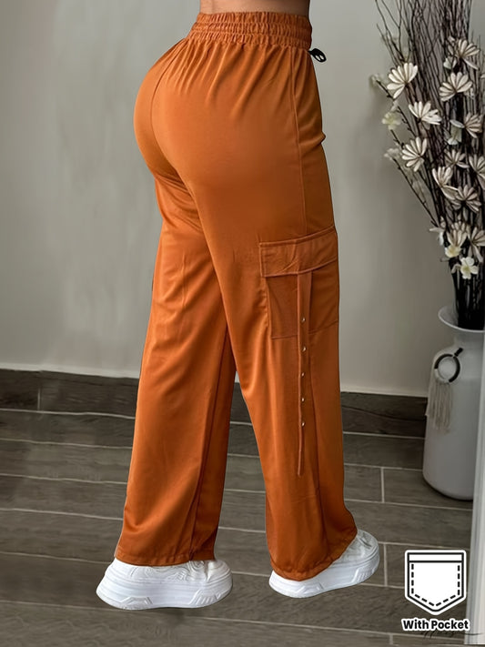 Pantalon Cargo Femme Décontracté – Taille Cordon Ajustable, Jambe Droite, Poches Multiples, Tissu Durable, Tous Saisons