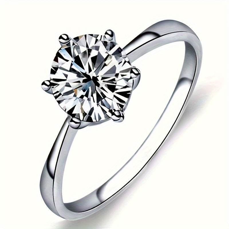 Elegant 925 Sterling Silvery Engagement Ring with Sparkling Cubic Zirconia - Perfect for Weddings, Proposals & Mother's Day Gift, Elegant Style, Sexy Style