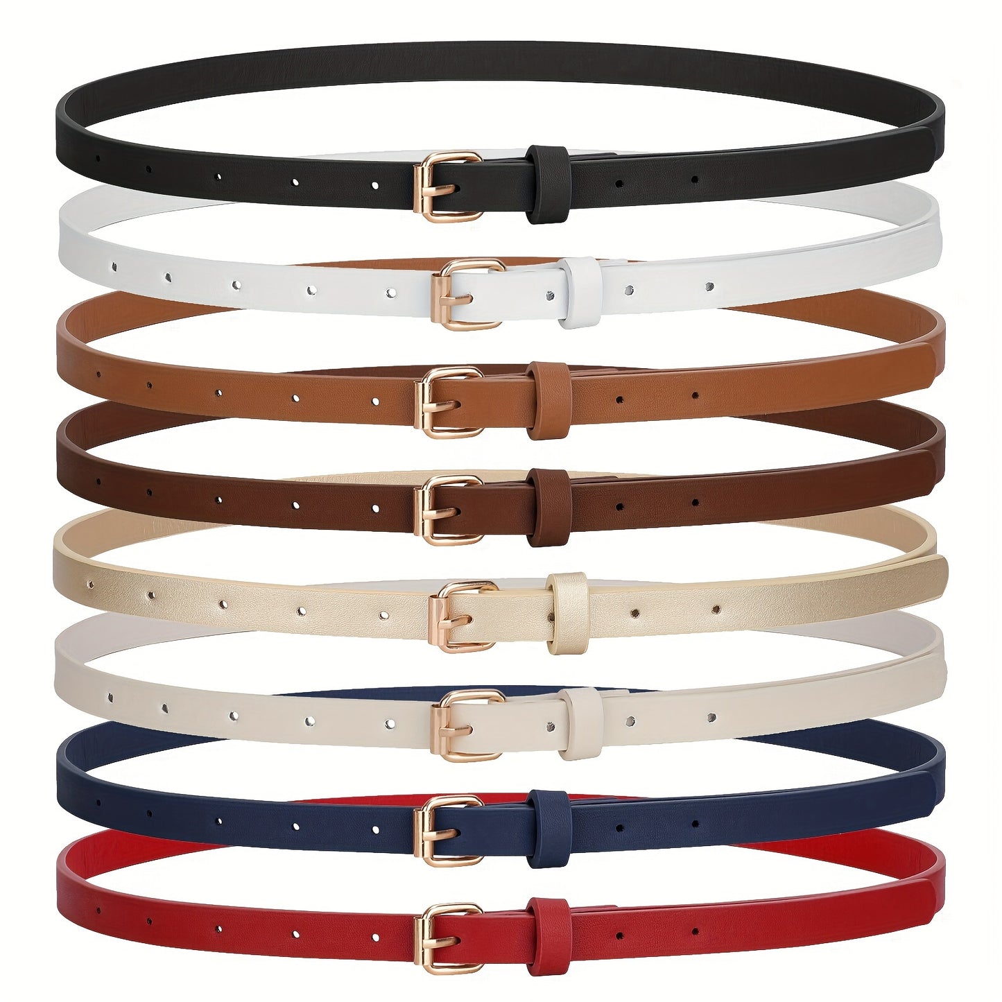 Lot de 4 ceintures brillantes pour femmes – Adaptées pour jeans et robes, design fin avec boucle, boucle dorée