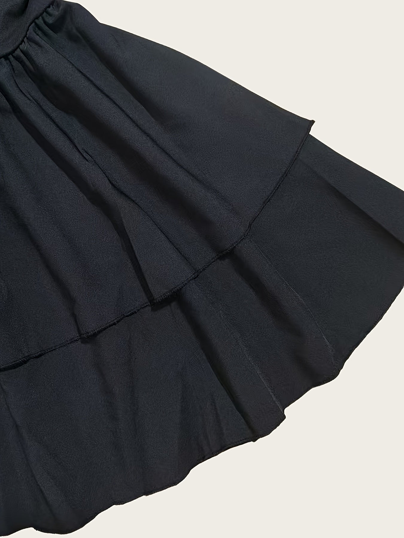 Robe Élégante Femme A-Ligne – Longue, Manches Longues, Base Évasée, Silhouette Sirène, Noire Unie, Robe de Soirée ou Mariage