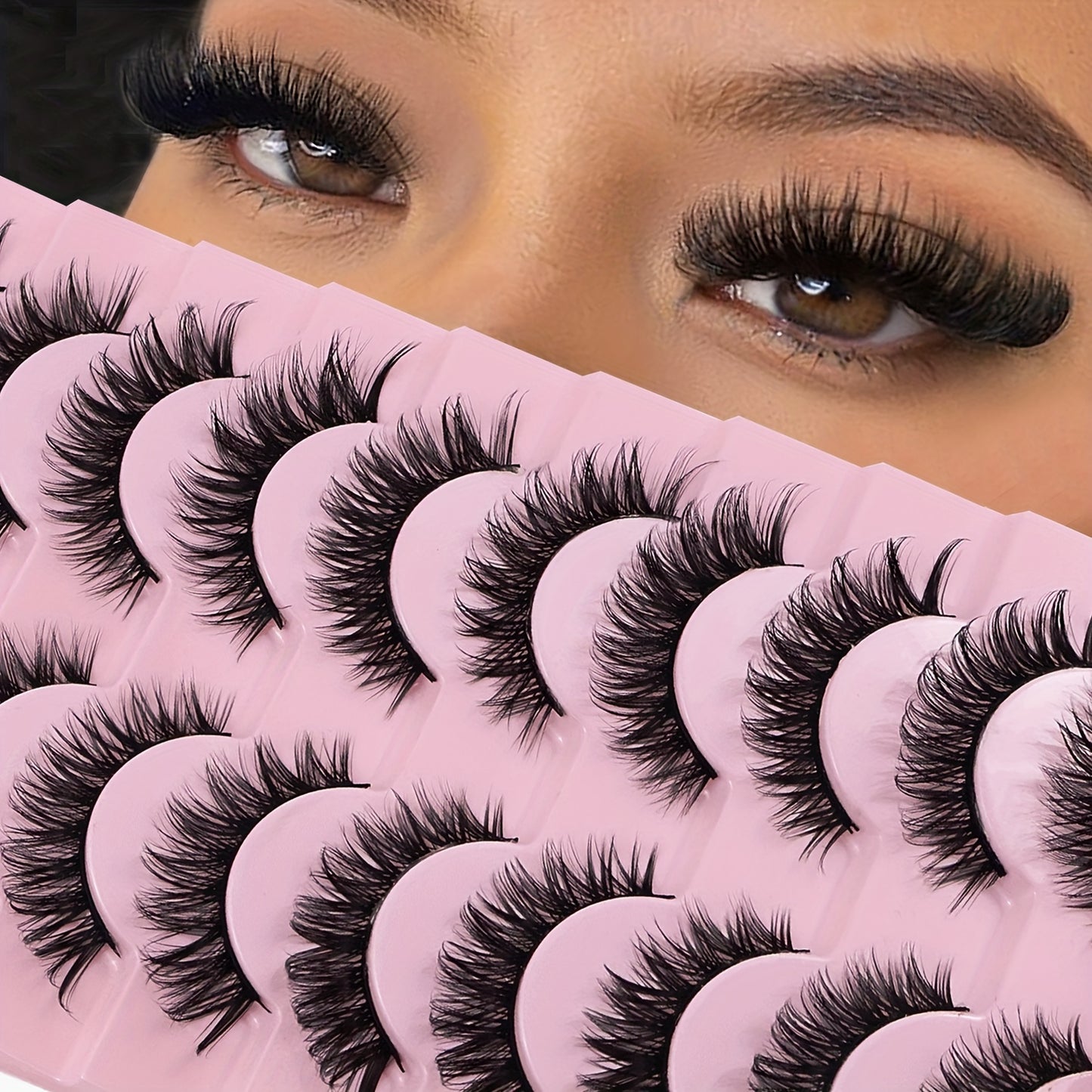 10 paires de faux cils doux, longs, recourbants, épais, adaptés aux peaux mates, non irritants, réutilisables, convenant aux extensions de cils, aux faux cils individuels, aux bouquets de faux cils, aux faux cils courts, etc.