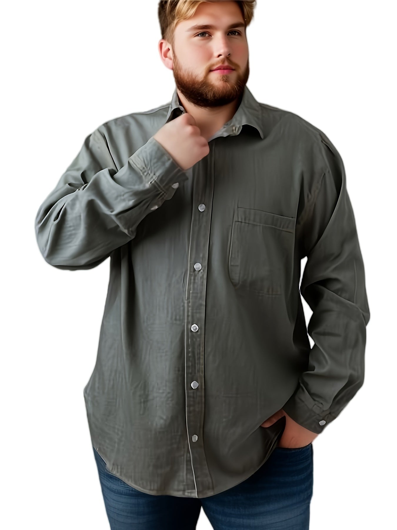 Plus Size Casual Denim Tencel Shirt