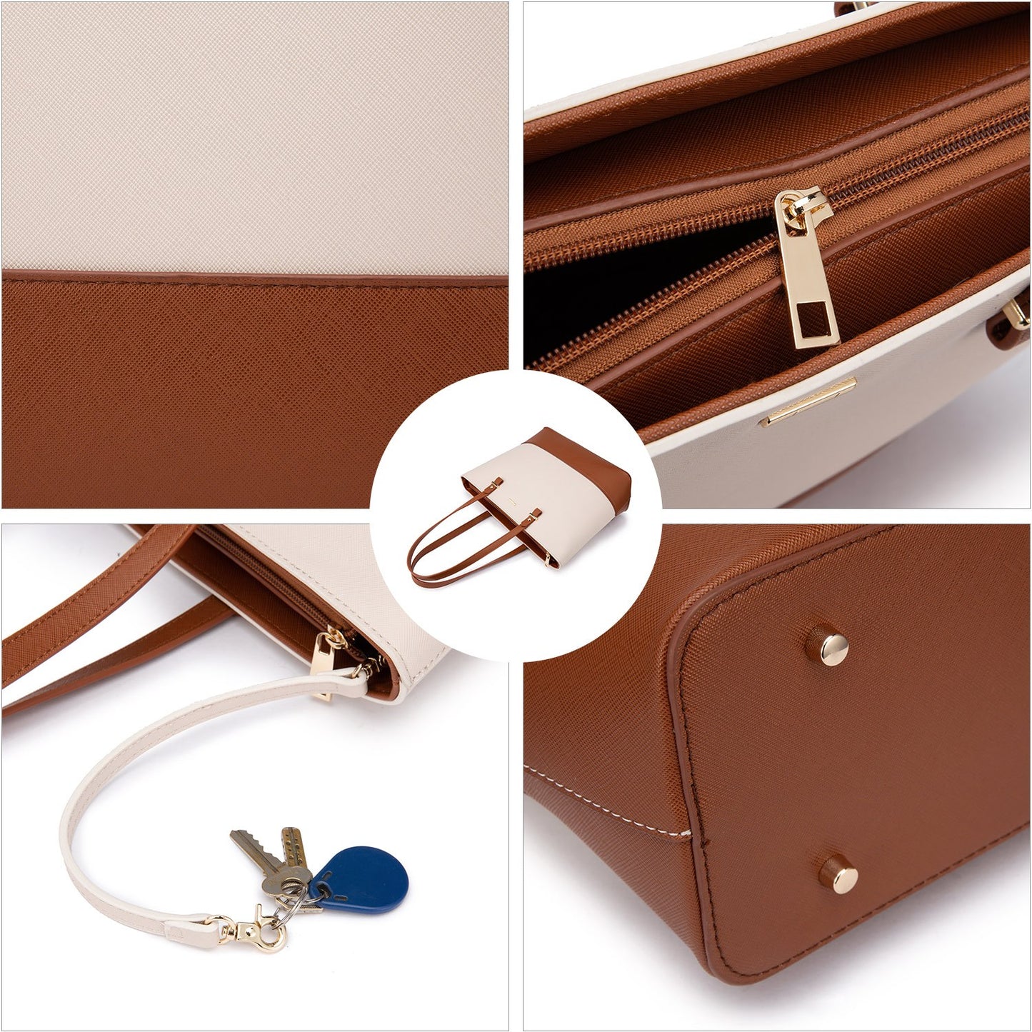 Set de Sacs à Main Femme– Grand Sac à Main Élégant, Sac à Épaule et Shopper, Set de 3 Pièces, Idéal comme Cadeau pour Femme, Bureau, Université ou Voyages