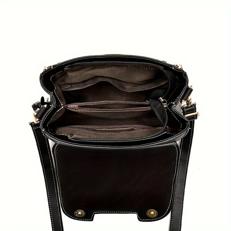 Sac à main mode femme – contraste de couleurs, décoration boucle, bandoulière croisée, poignée supérieure élégante, mini sac carré