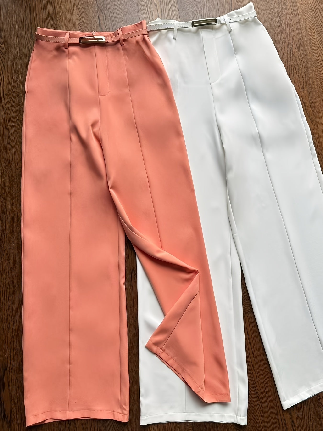 Ensemble Deux-Pièces Femme Élégant – Pantalon Jambe Large avec Ceinture