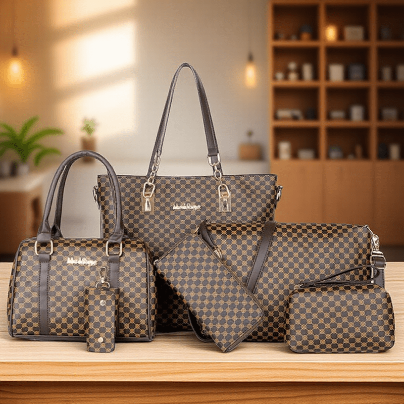 Set de 6 Sacs Cabas Grande Capacité – Motif Floral à la Mode, Léger et Durable, Indispensable pour Déplacements Quotidiens, Voyages et Rangement