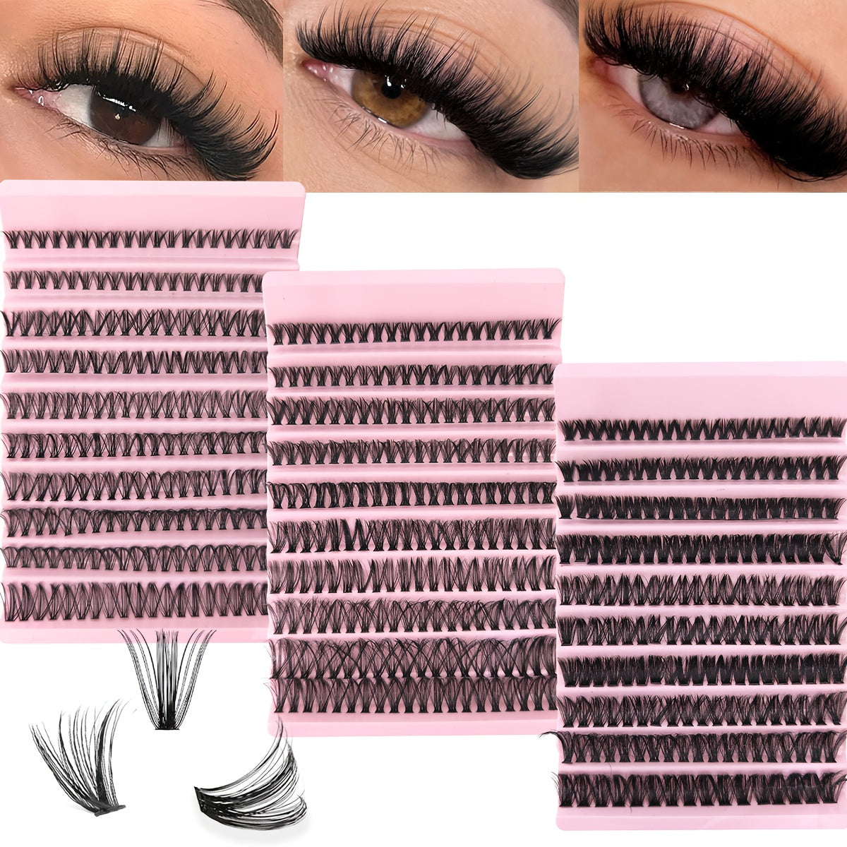 200/120 pcs de Paquets de Cils Individuels – D Curl, 8-16 mm, Base Large, Effet Naturel et Extra Épais, Réutilisables, Kit DIY pour Extensions de Cils à la Maison ou en Déplacement, Parfaits pour Usage Quotidien, Mariages, Rendez-Vous et Soirées