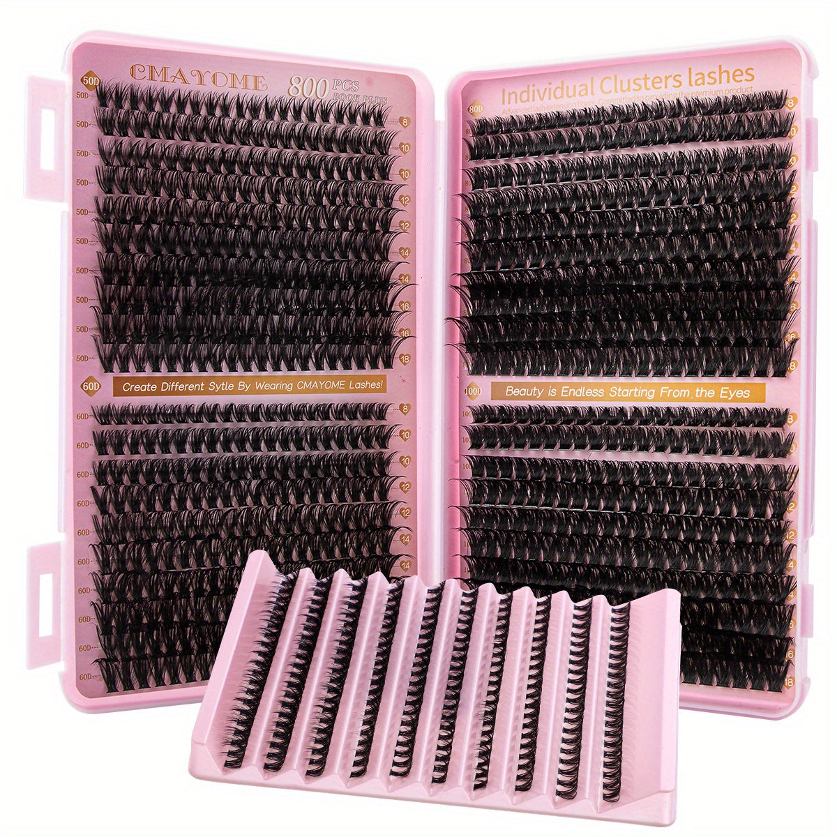 Kit d’Extensions de Cils en Paquets 200/800 – Cils Épais et Légers, D Curl Style Russe 0,05 mm, Volume Naturel et Recourbés, Adhésif Longue Durée, Réutilisables, Parfaits pour Maquillage Quotidien et Soirées