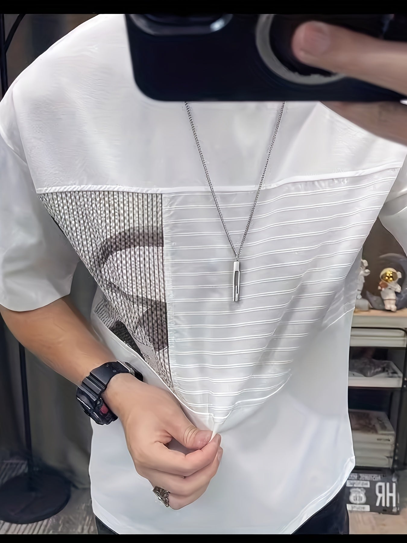 Men'S Slim-Fit Breathable Short Sleeve T-Shirt - Summer Casual Round Neck Tee with Geometric Pattern, Wrinkle-Resistant & Fade-Resistant, Lightweight for Casual Attire, Breathable Clothing | Trendy Casualwear | Comfortable Fi