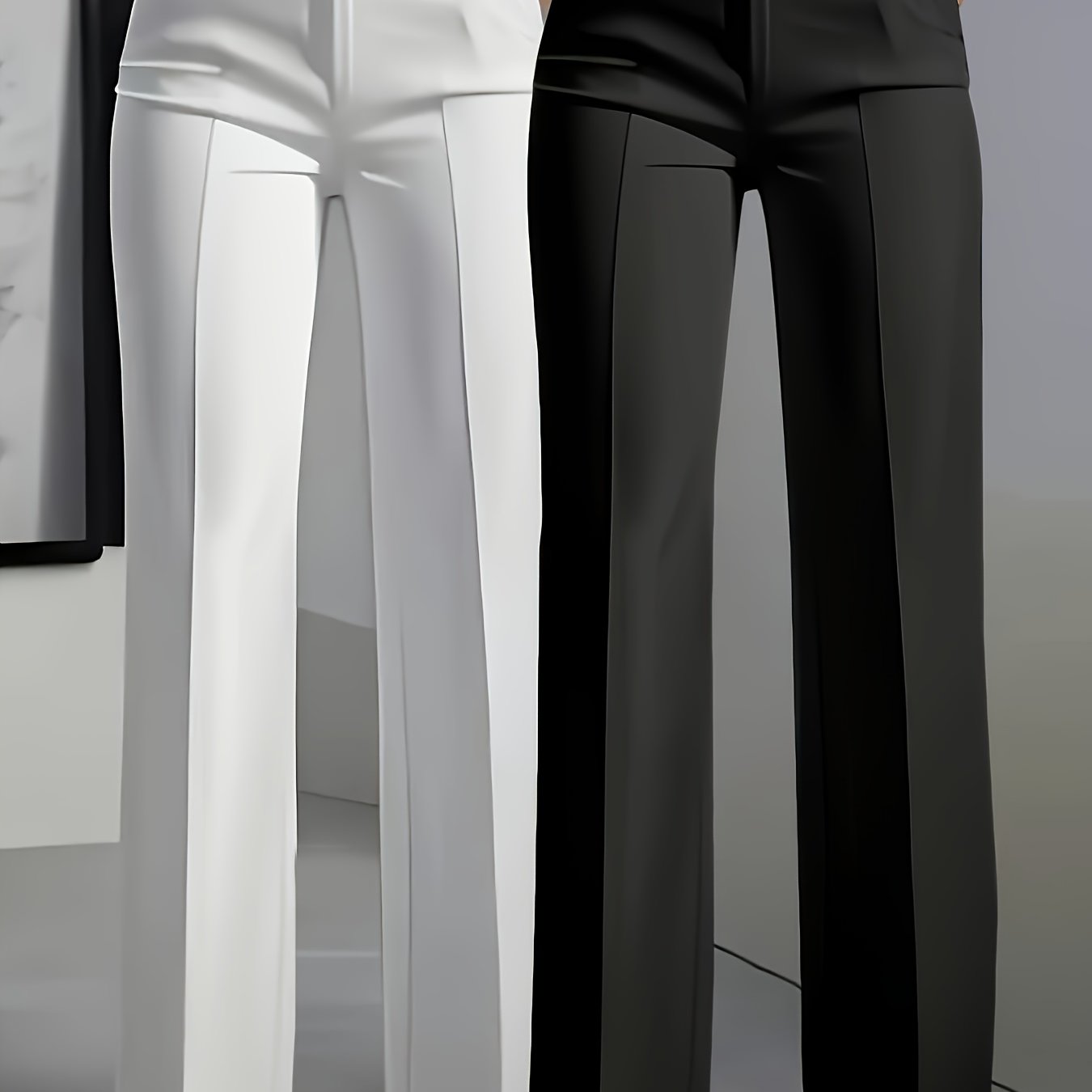 Lot de 2 Pantalons Femme Élégants Droits – Couleur Unie avec Poches Latérales