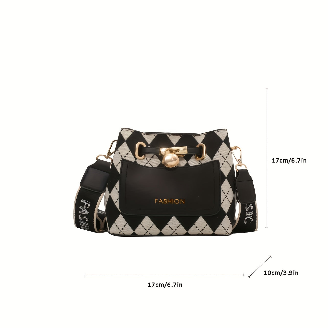 Mini sac bandoulière à carreaux noir et blanc femme