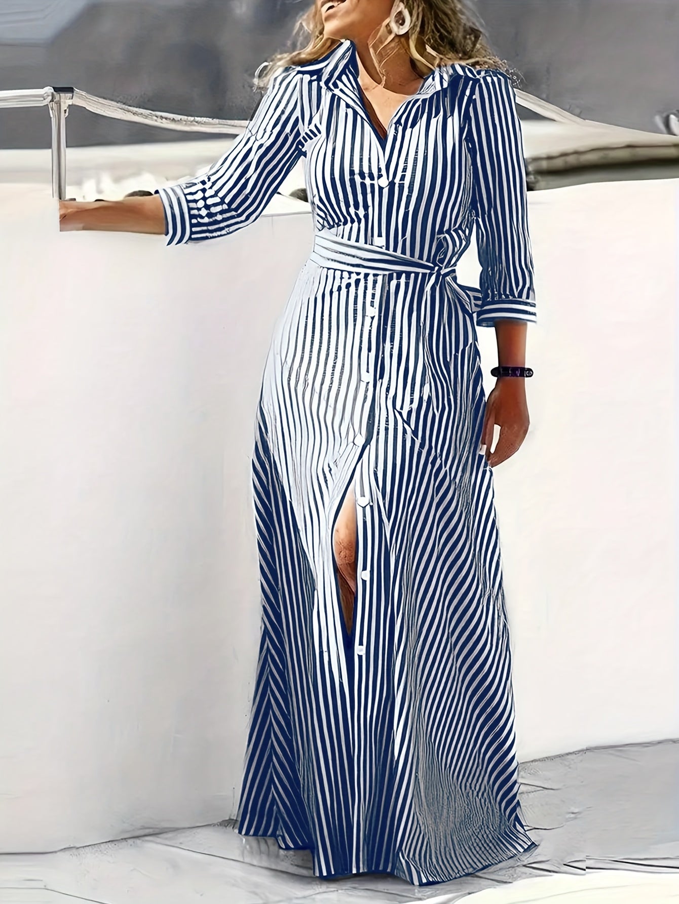 Robe rayée élégante et décontractée pour femme