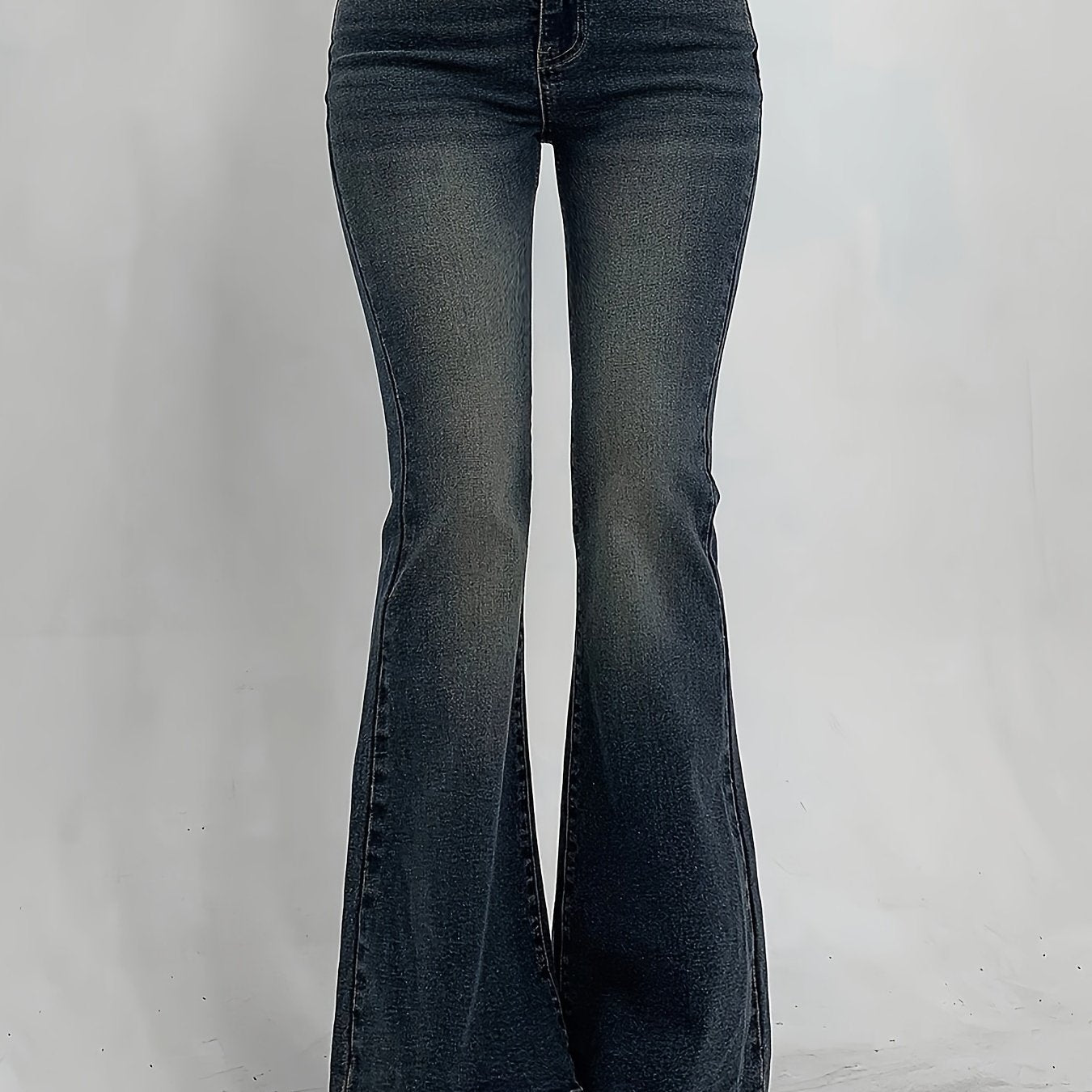 Jeans Femme Sexy Slim-Fit Évasé Extensible Poches Taille Haute Mi-Haute Bleu Clair Printemps/Automne Décontracté