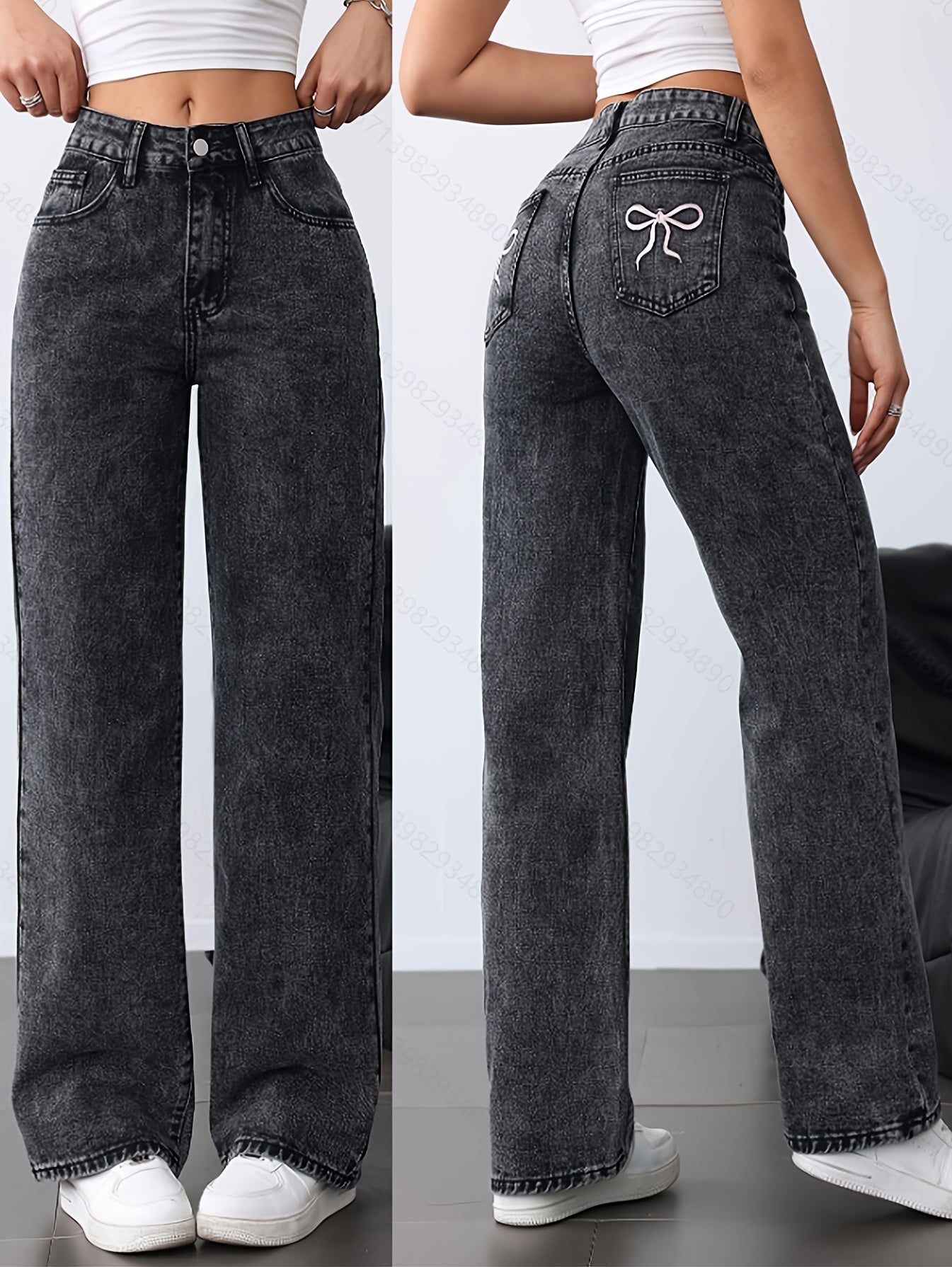 Jeans Femme Jambe Droite Ample Décontracté Polyvalent Denim
