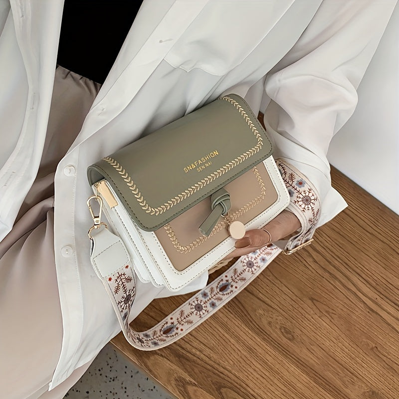 Sac Bandoulière à Rabat Tendance pour Femme – Décor Boucle – Sangle Large et Confortable