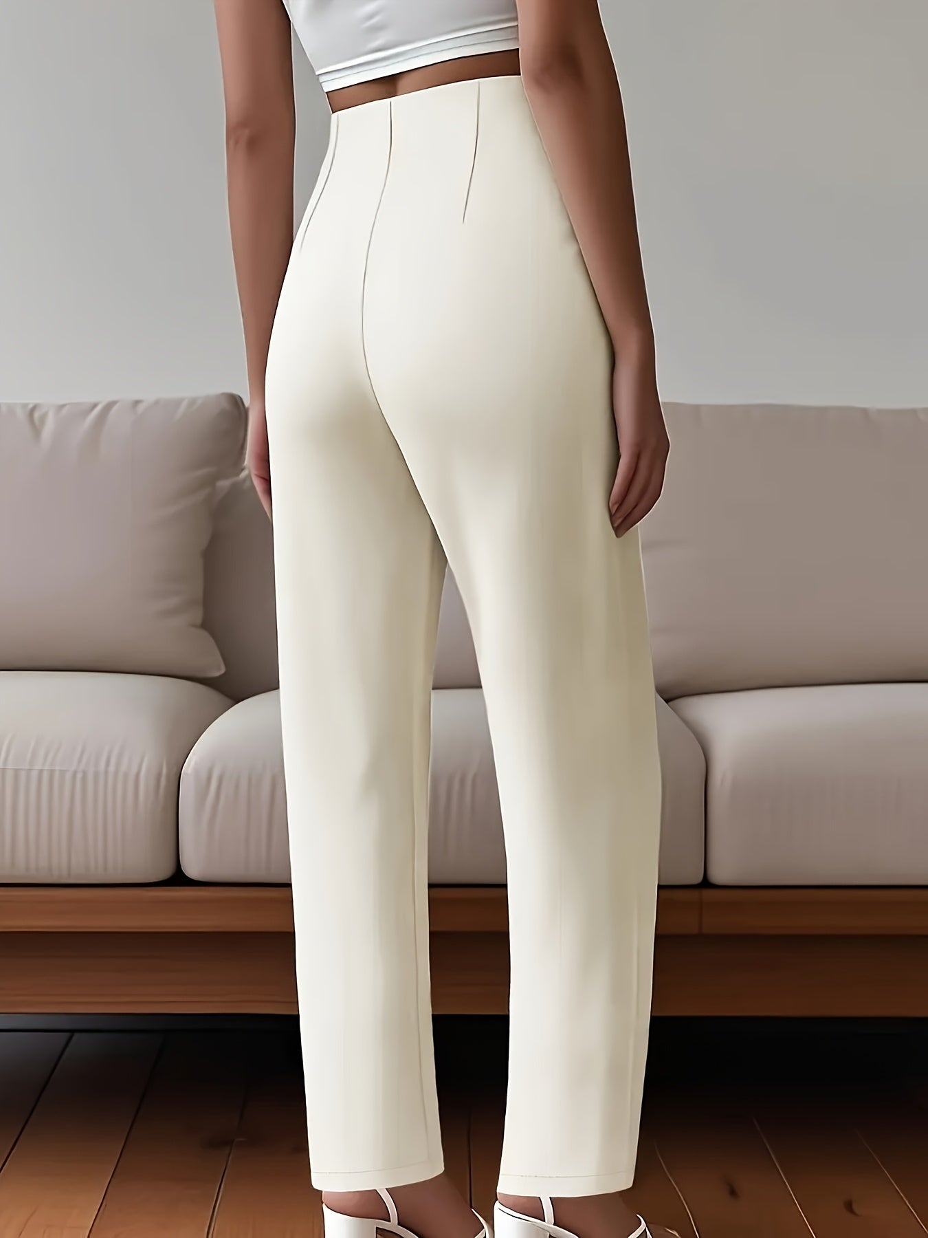 Lot de 2 Pantalons Femme Élégants – Taille Haute, Jambe Droite avec Fermeture Zippée, Tous Saisons