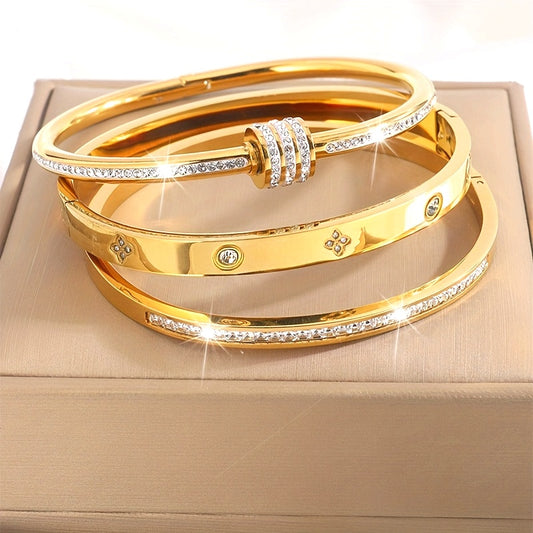 Lot de 3 bracelets en acier inoxydable – élégants et tendance, assortis classiquement, parfaits pour tenue décontractée ou soirée