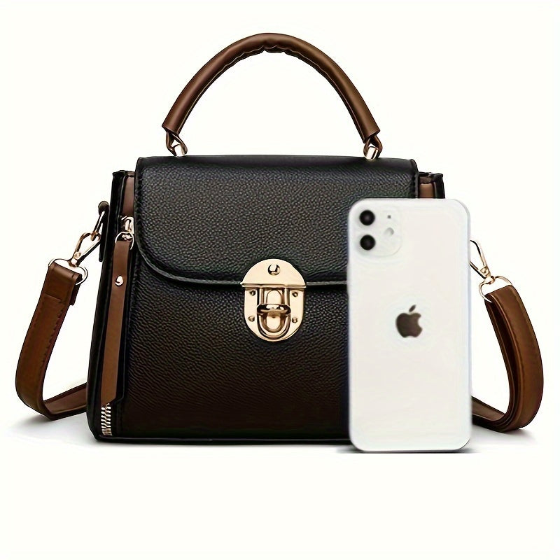 Sac bandoulière décontracté pour femmes – bandoulière réglable, couleur unie, fermeture magnétique, simili cuir PU, doublure polyester, nettoyage à sec uniquement, bords peints, disponible en noir et kaki