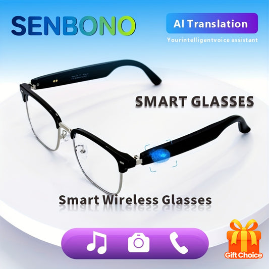 Black Half Frame Glasses, Full of Texture, Supporting Over 100 Language Translations, Built-in Microphone, Stereo Dual Speakers, Wireless Calling, Touch Control, Long Battery Life, Listening to Music, Remote Photo Control, Vo