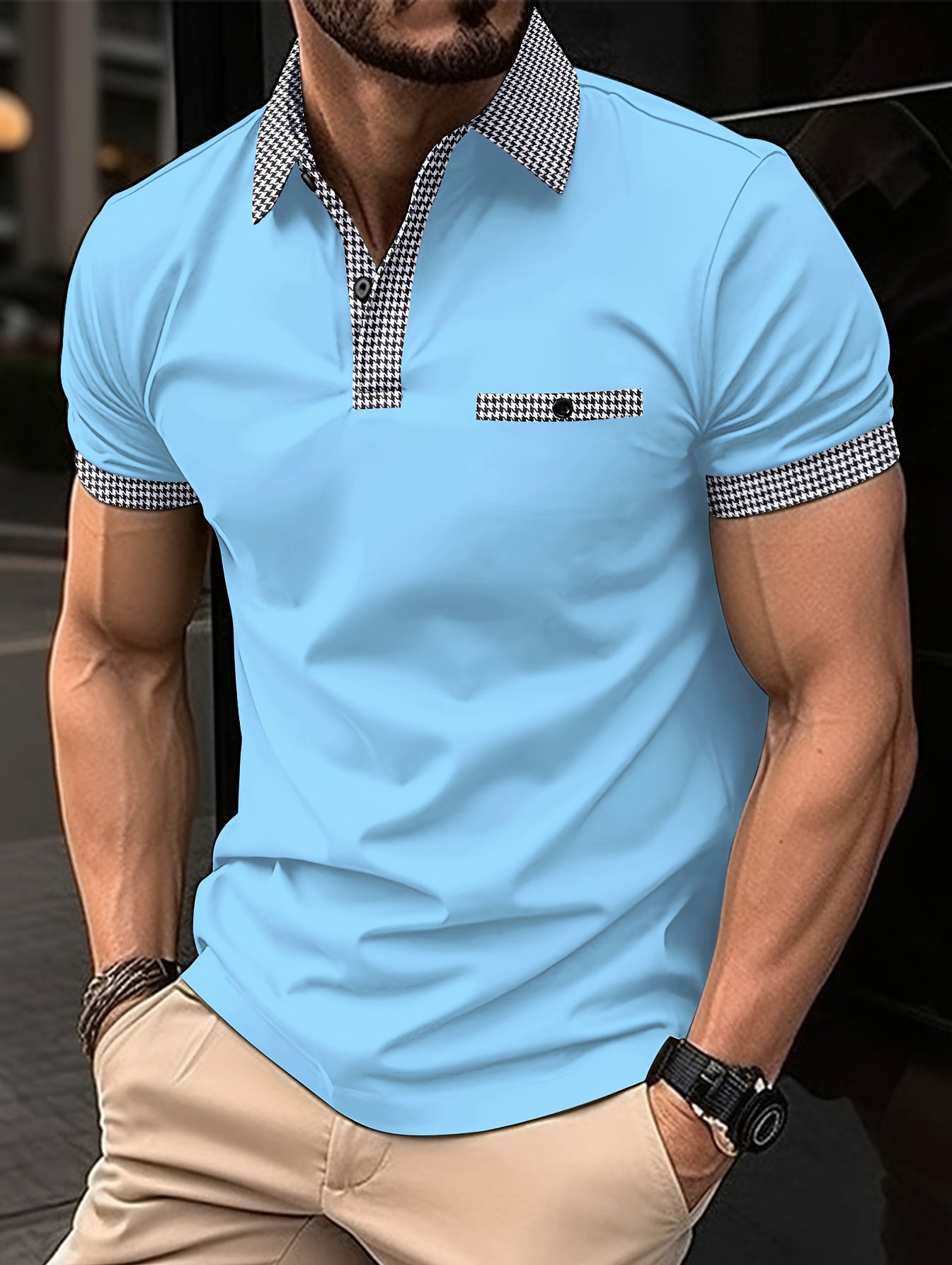 Men'S Slim Fit Short Sleeve Polo Shirt - Casual Summer Style with Button-Up Collar, Lightweight Fabric, and Chest Pocket, Solid Color, Perfect for Casual Attire, Summer Casual Wear | Buttonup Collar Shirt | Sleek Fit Shirt