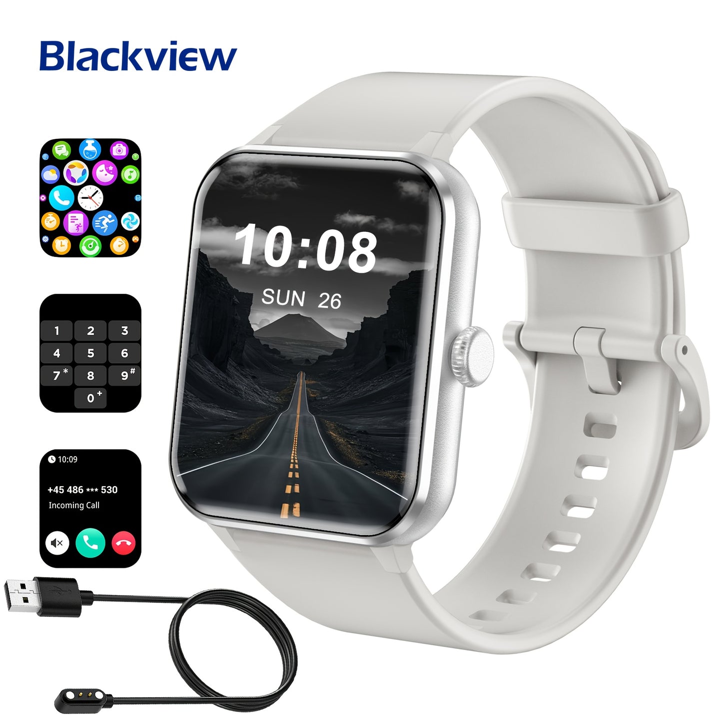 Blackview New Upgraded Smart Watch For Men Women For IPhone Android, 4.7 cm Fitness Tracker Wireless Call (Answer/Make), 100+ Sport Modes, Sports Data Monitoring Multi-functional Sports Bracelet, Black Pink Red Blue Gray. 256