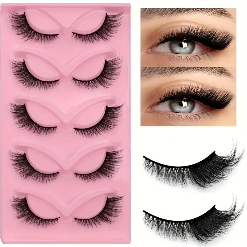 5 Paires de Cils Cat Eye – Matériau 3D Doux et Confortable, Style Fox Eye Épais et Exagéré, Effet Fluffy et Recourbé à la Pointe, Parfaits pour Carnaval, Rendez-Vous Quotidiens et Fêtes