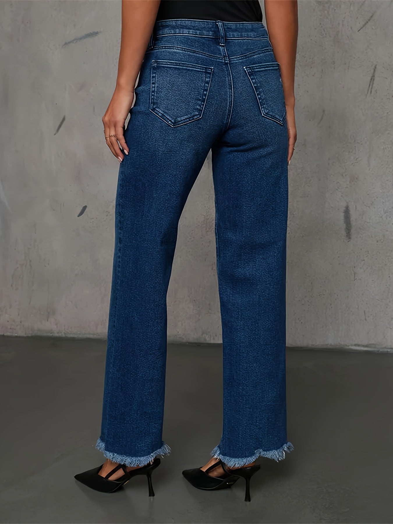 Jean évasé en denim élégant et polyvalent pour femme taille pantalon court à jambes larges