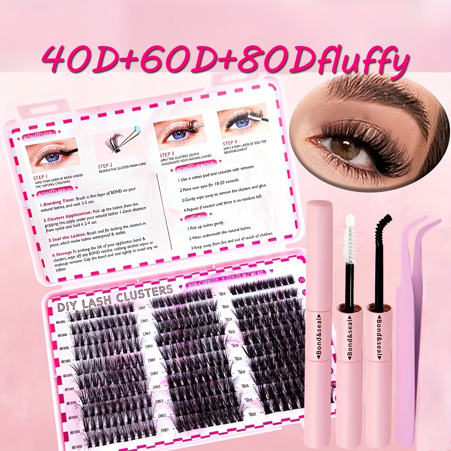 Kit d’Extensions de Cils DIY – 800 Touffes, 30D-80D, Courbure D, Longueurs Mixtes 9-16 mm, Effet Volumineux et Épais Style Cosplay, Réutilisable avec Colle, Idéal Débutants