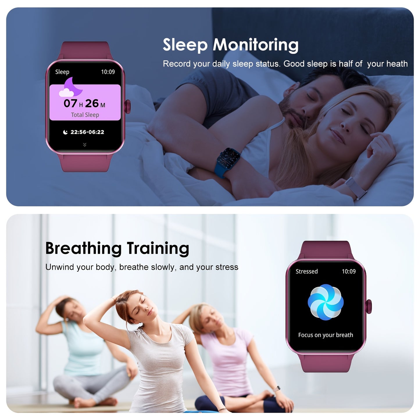 Blackview New Upgraded Smart Watch For Men Women For IPhone Android, 4.7 cm Fitness Tracker Wireless Call (Answer/Make), 100+ Sport Modes, Sports Data Monitoring Multi-functional Sports Bracelet, Black Pink Red Blue Gray. 256