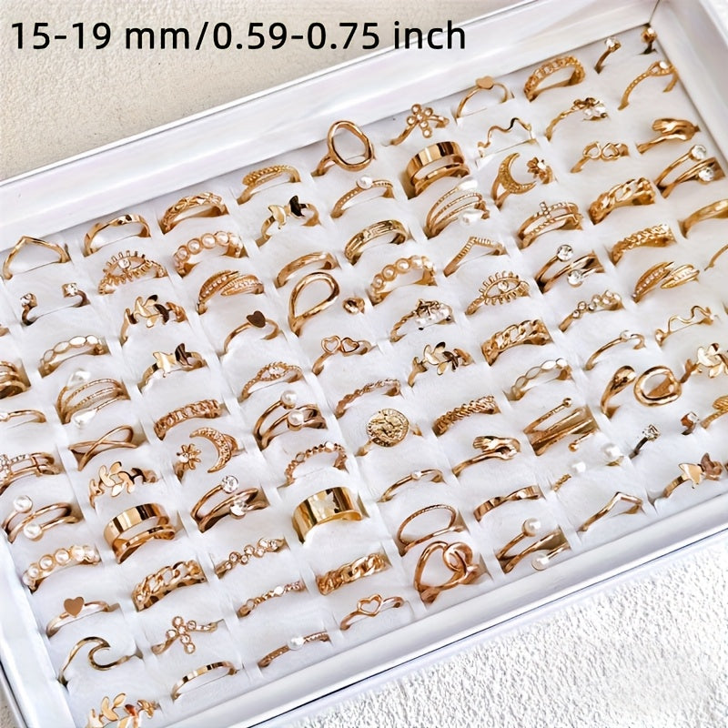 A Set of 45 Stylish And Elegant Rings for Women, Featuring a Vintage Bohemian Design with Faux Gemstones And an Open Design, Perfect for Daily Wear, Parties, Vacations, And As Holiday Gifts (Without a Box). This Mixed-Style S