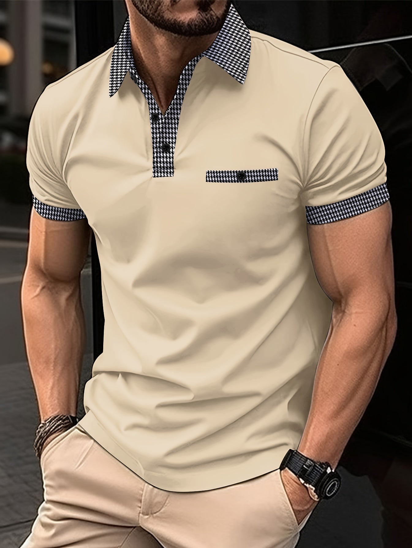 Men'S Slim Fit Short Sleeve Polo Shirt - Casual Summer Style with Button-Up Collar, Lightweight Fabric, and Chest Pocket, Solid Color, Perfect for Casual Attire, Summer Casual Wear | Buttonup Collar Shirt | Sleek Fit Shirt