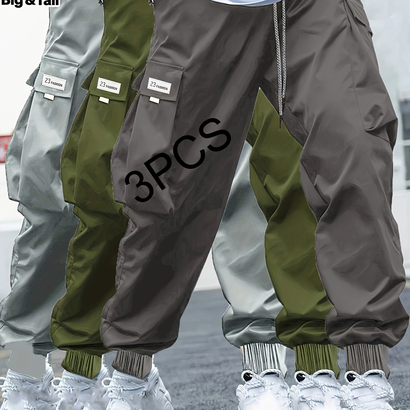 Ensemble pantalon cargo grande taille pour homme (3 pièces) – robustes, multi-poches cargo, tissu non extensible, toutes saisons, idéals construction, randonnée et usage quotidien, style décontracté et durable