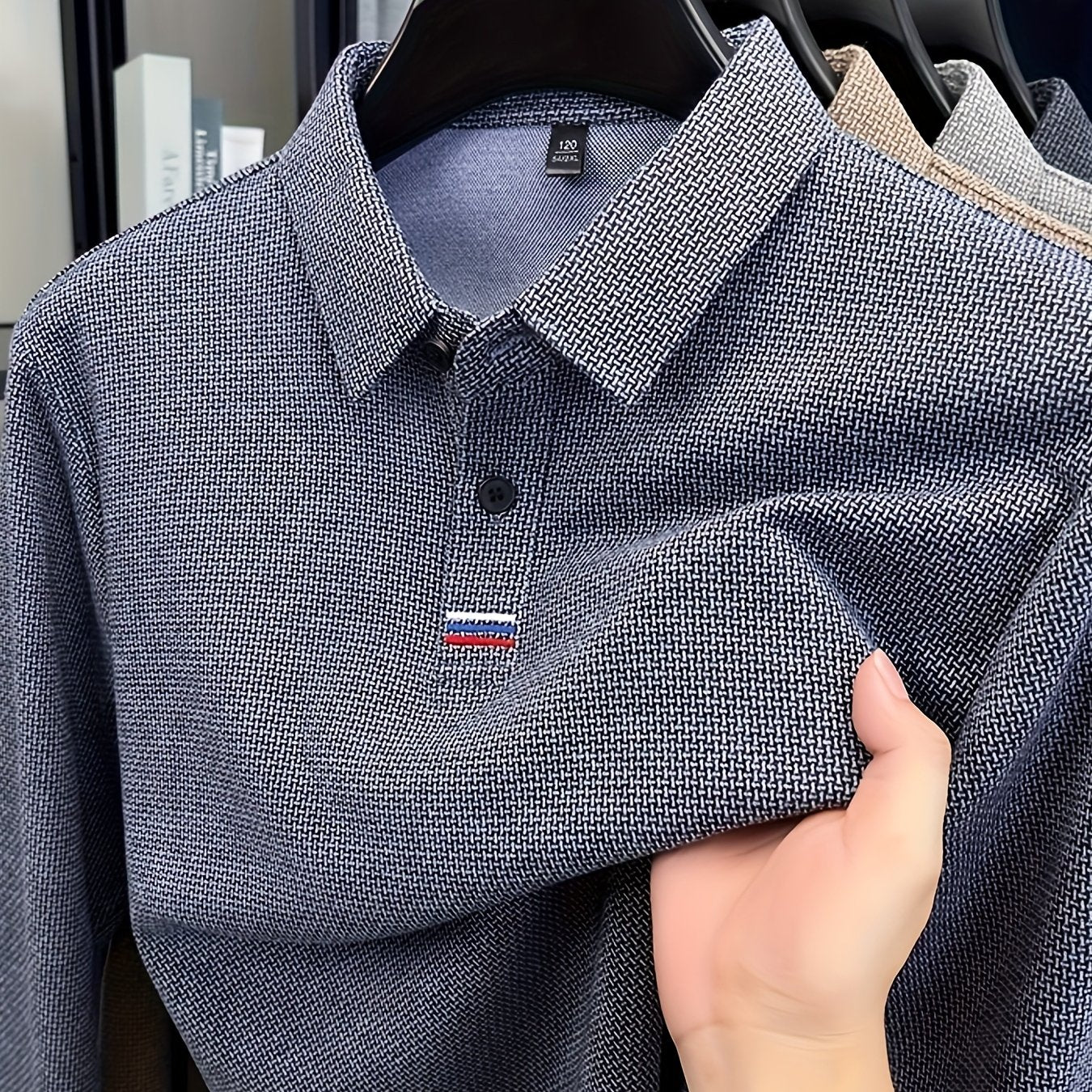 Men's Winter Warm Shirt Solid Color Collar Long Sleeve Button-Front Placket Classic Regular Fit Suitable for Golf, Equestrian & Outdoor Activities - Casual Button- Shirt