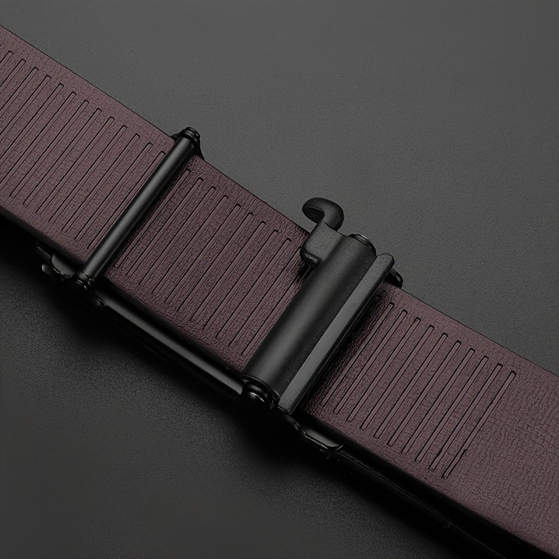 Ceinture Homme à Boucle Automatique – 1 ou 2 pcs, Motif Géométrique Noir et Doré, Style Formel et Décontracté, Cuir Synthétique, Fermeture Simple, Parfaite pour Mariage, Soirée et Usage Quotidien, Accessoire Luxe Minimaliste