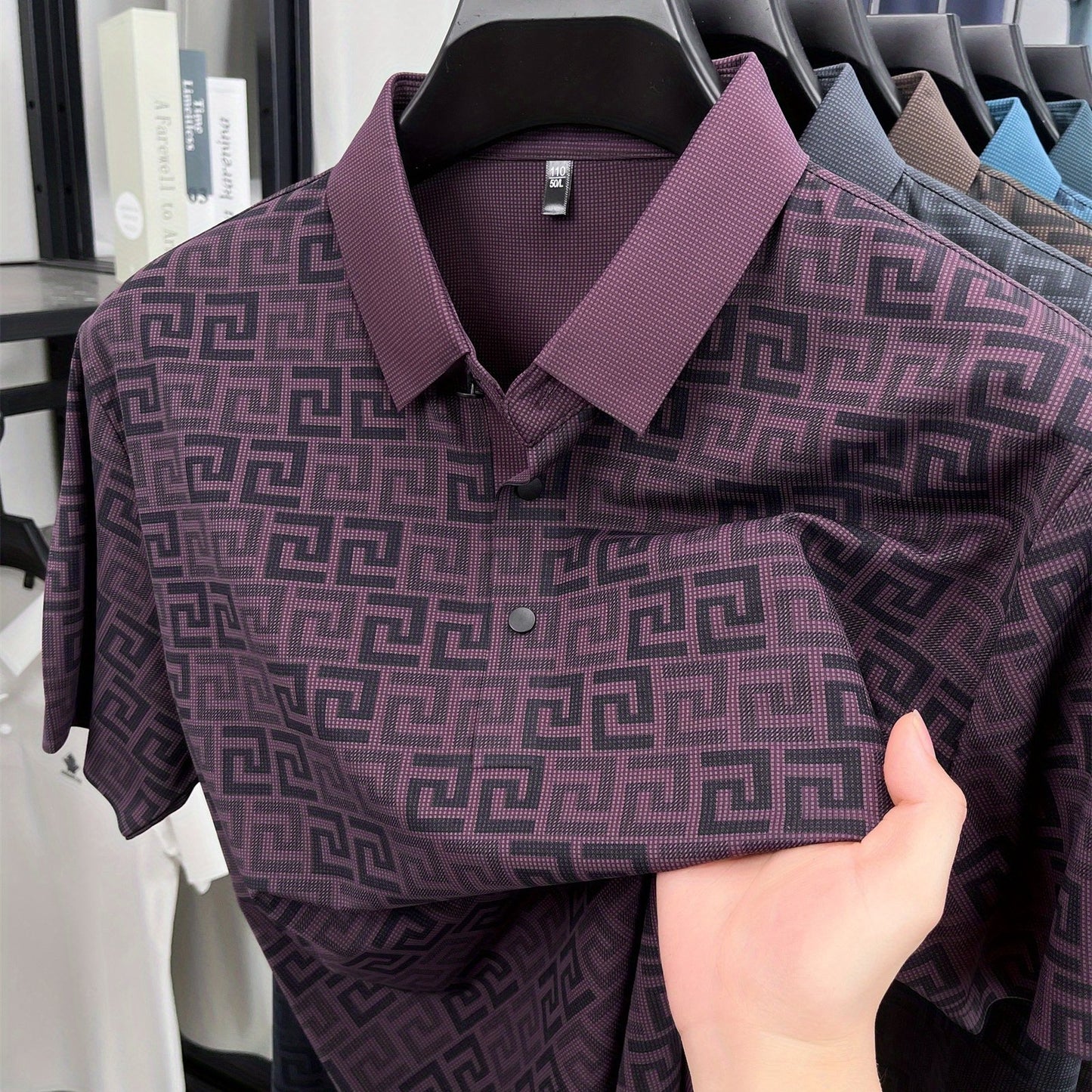 Men'S Casual Summer Polo Shirt - "CRRTMARO" Logo, Lightweight Rayon Fabric, Short Sleeve, Button-Up, Casual Style, Casual Summer Wear | Casual Style Shirt | Glossy Finish