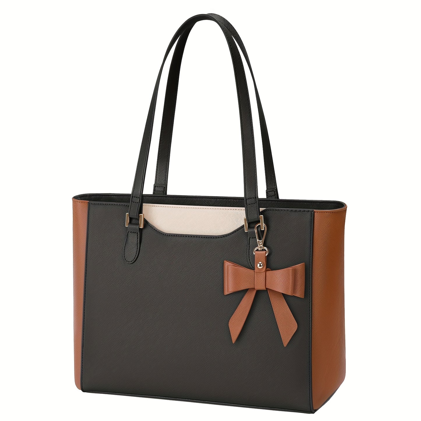 Sac ordinateur femme – grand cabas élégant à nœud, format A4, idéal pour le travail, les entretiens d’embauche et les trajets quotidiens