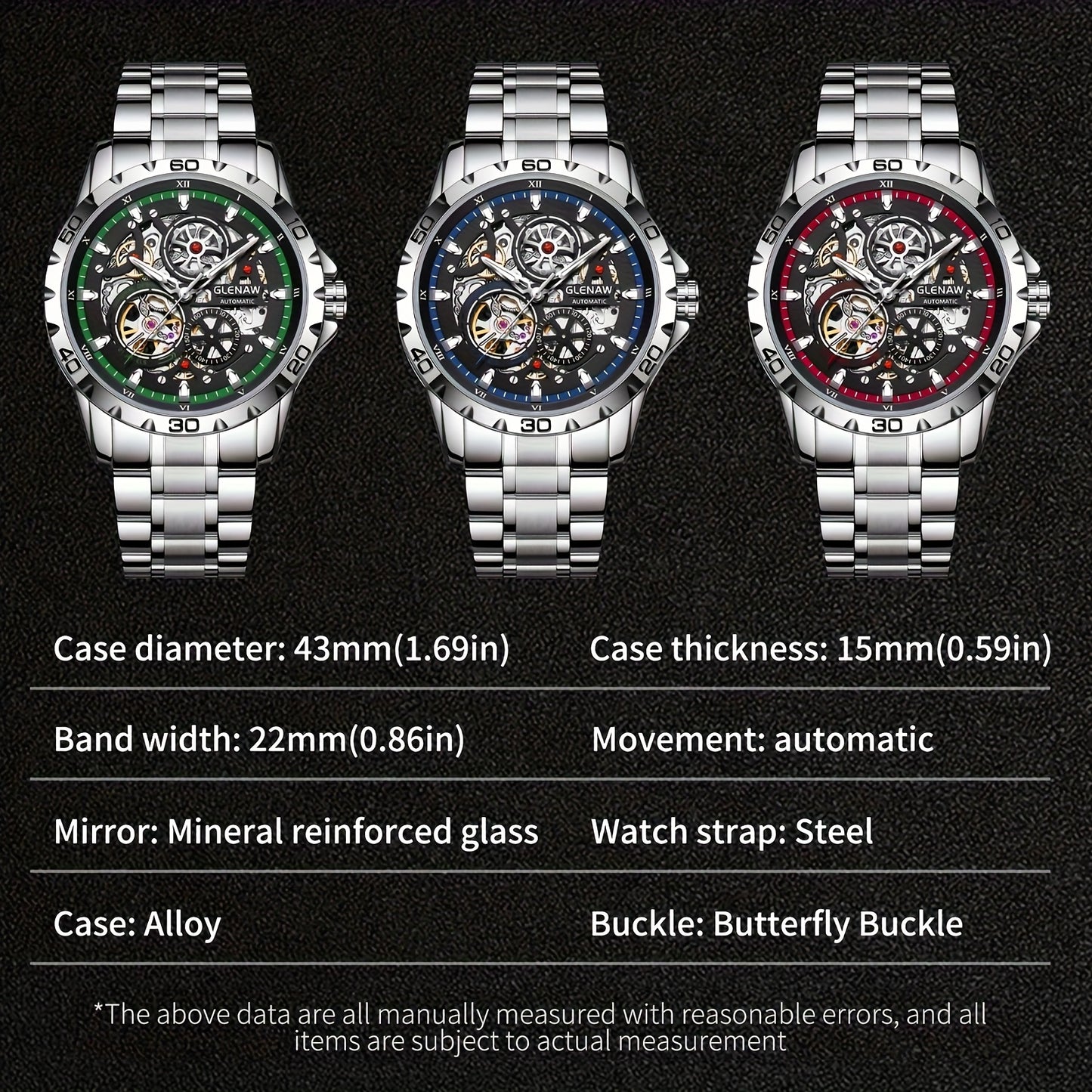 Men's Flywheel Automatic Watch Men's Skeleton Watch Rotating Men's Watch Steel Band Skeleton Self-winding Mechanical Watch