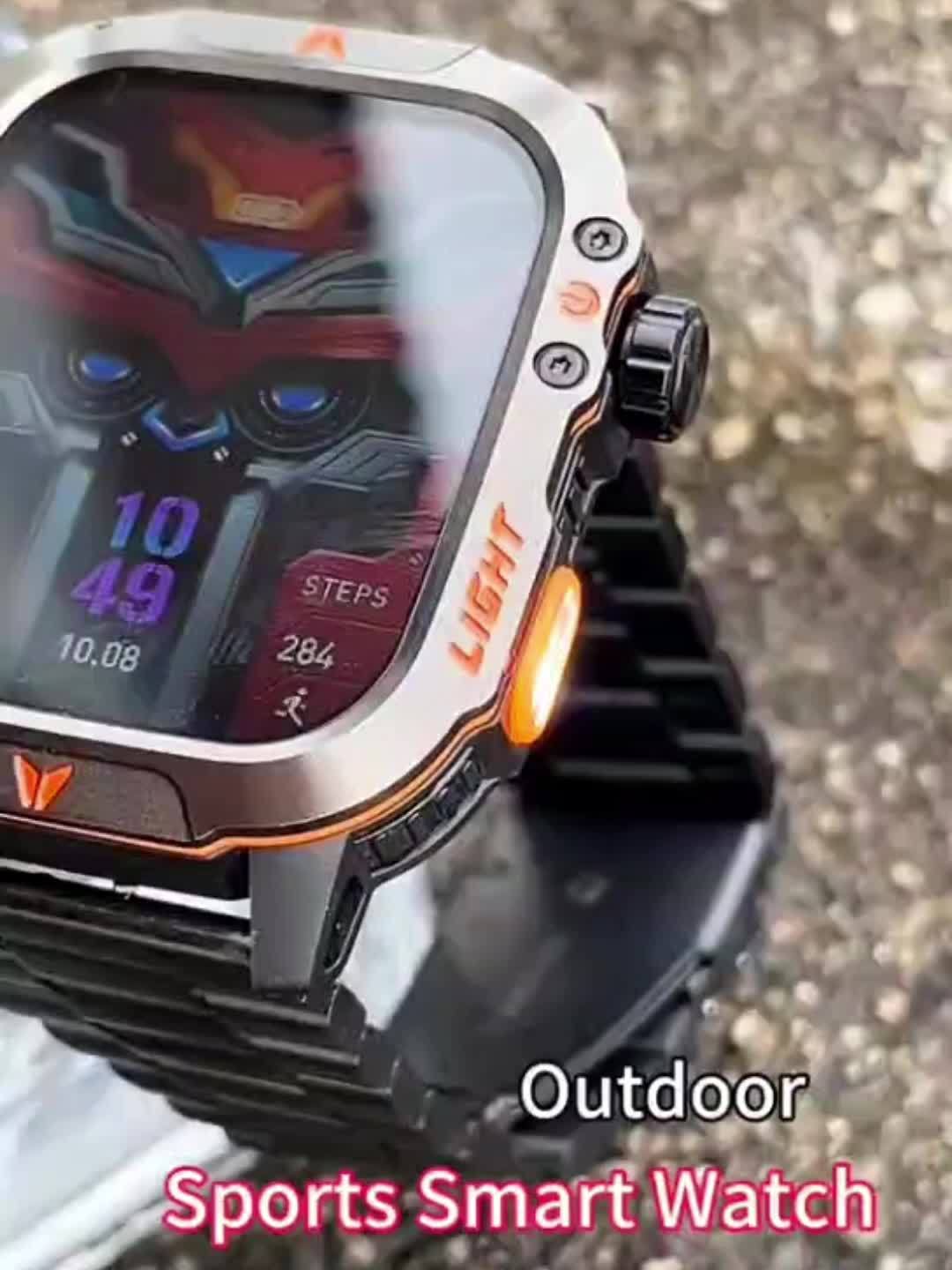 QTLJJBY Men's Smartwatch - 2.02" HD Display, Call & Text Functionality, Camo Design With Altimeter, Barometer, LED Flashlight, Sleep Tracker And 600mAh Battery - Perfect For Fitness & Outdoor Adventures