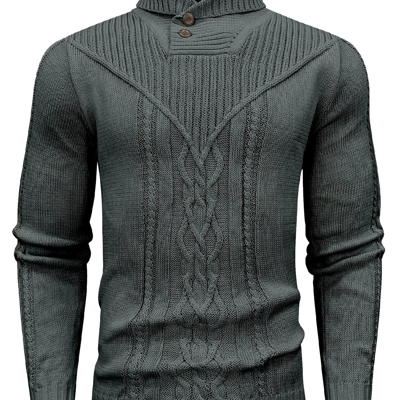 Men's High Collar Warm Knit Sweater - Stretchy Fashion Ribbed Pullover, Elegant Gentleman Cardigan