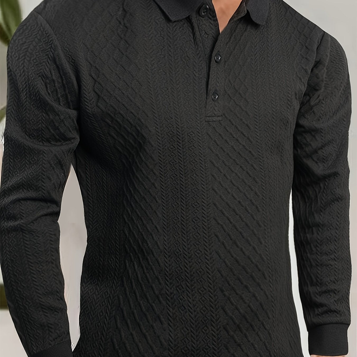 Men's Fashion Casual Business Shirt | High-end Solid Color Jacquard Collar T-shirt | Essential Golf Suit | Breathable and Warm | Indoor Party and Outdoor Sports | Wardrobe Must-have Leisure Vacation Trendy Style | Middle East