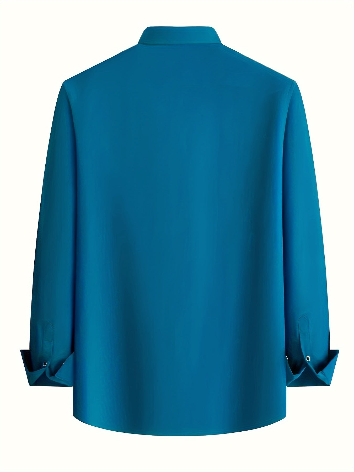 Spring and Autumn Long-Sleeve Shirt for Men, Stylish Business Casual Wrinkle-Resistant Dress Shirt with Diamond Buttons, Regular Fit Solid Color