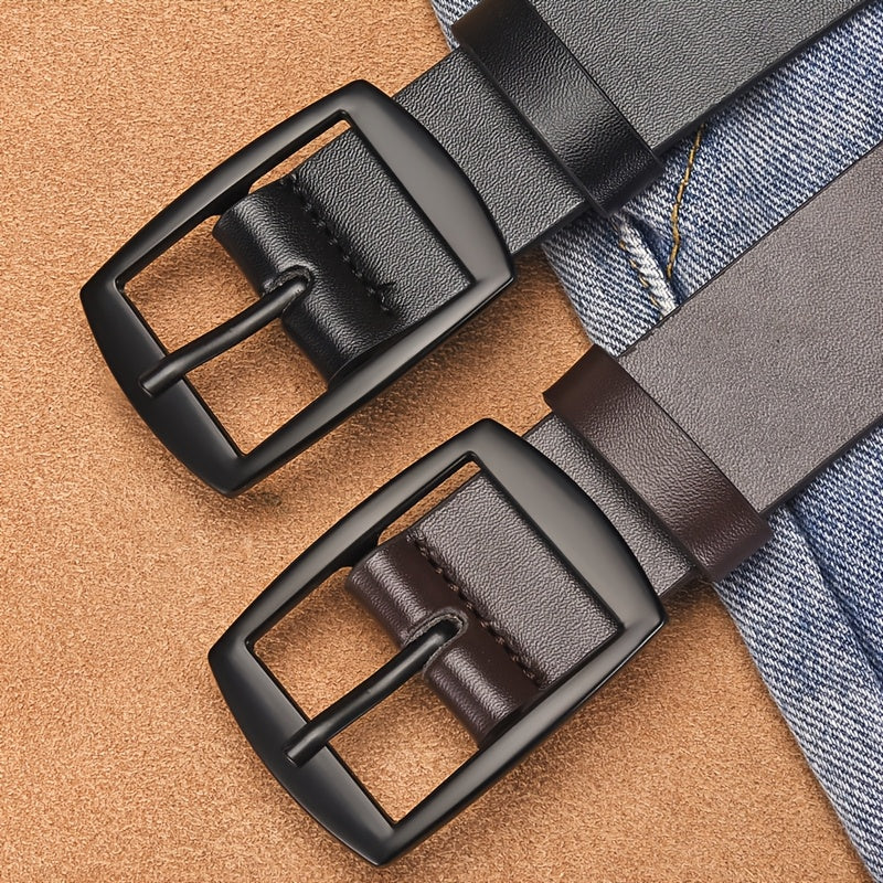 Lot de 3 Ceintures Homme FLAGIA – Boucle Carrée Métallique, Ceintures Designer Décontractées pour Jeans, 3 Couleurs (Marron Clair/Noir/Marron Foncé), Cuir Synthétique de Haute Qualité, Polyvalentes pour Usage Quotidien et Tenues Formelles