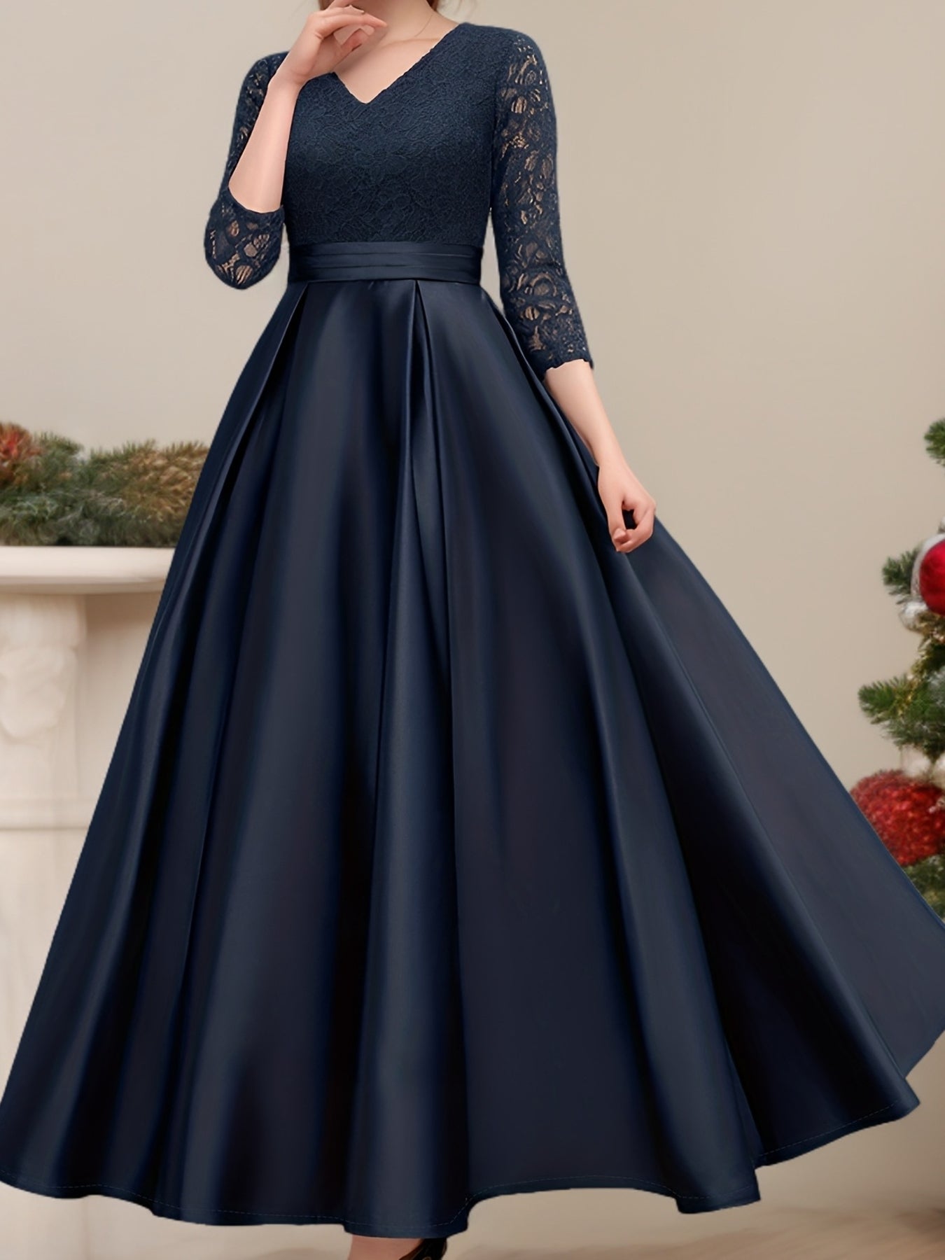 A Stylish And Elegant Lace Embroidered Dress for Women, Suitable for Parties Or Formal Occasions, Whether Casual Or Dressy.