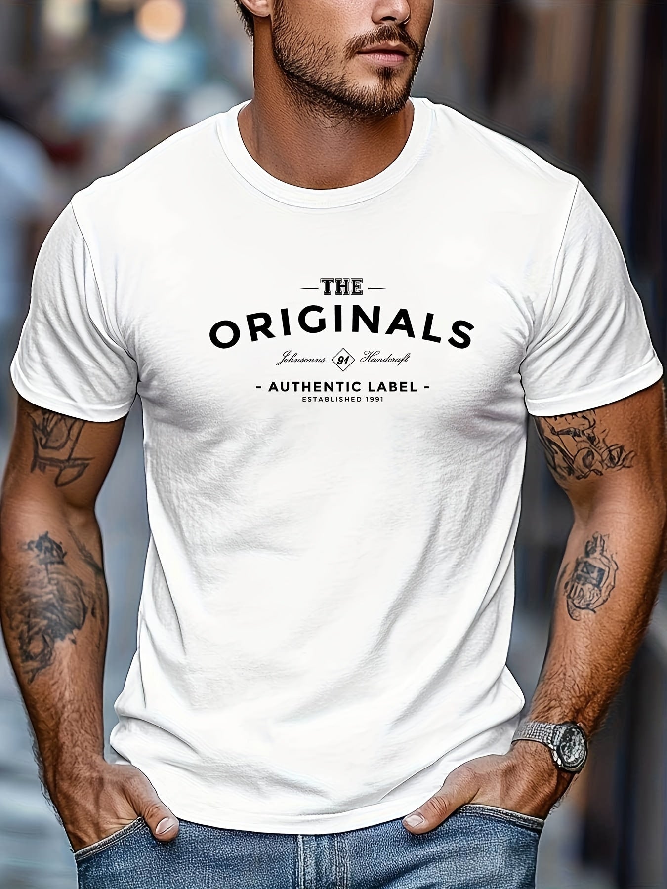 Men's Original Text Graphic T-Shirt - Dark Gray with White Lettering - Breathable Summer Tee - Authentic Label Design - Casual Everyday Shirt for Men