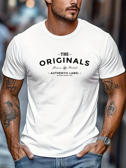 Men's Original Text Graphic T-Shirt - Dark Gray with White Lettering - Breathable Summer Tee - Authentic Label Design - Casual Everyday Shirt for Men