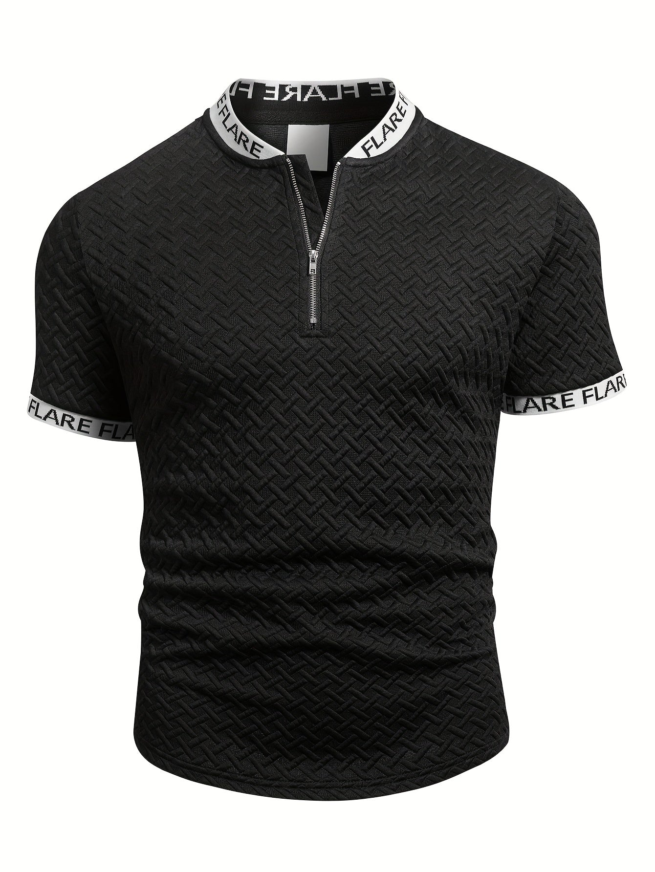 Men'S Casual Short Sleeve Polo Shirt with Stand Collar & Zipper Detail - Olive Green, Breathable Summer Top for Casual Attire, Casual Attire, |stand Collar Shirt|zipper Closure Shirt