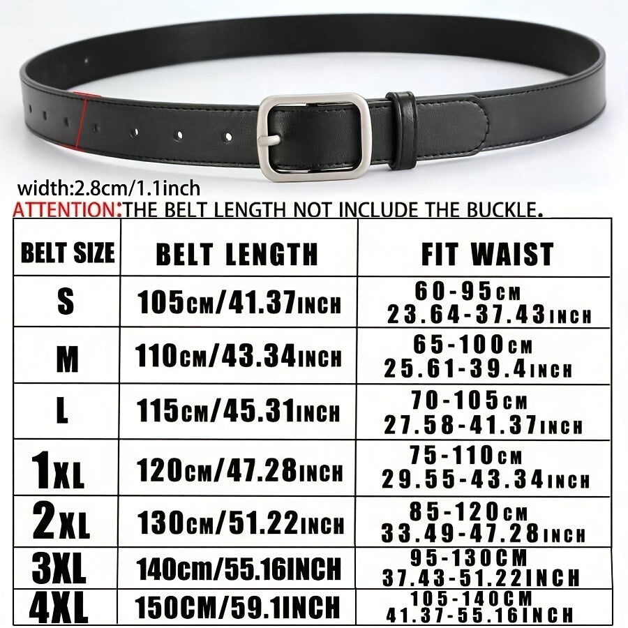 1 ceinture polyvalente pour femmes – Boucle carrée, grande taille, PU, boucle à ardillon réglable, adaptée pour jeans et robes, convient à diverses occasions