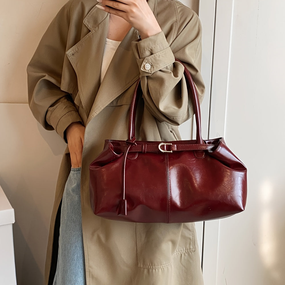 Sac Cabas Femme Vintage – Grande Capacité, Anse Fixe, Sac Élégant Quotidien, Spacieux pour Travail, Shopping et Voyage, Cuir Synthétique Durable, Sac Épaule Classe et Élégant, Sac de Créateur Femme Haute Qualité (Copie)